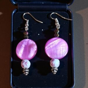 Handmade Round Shell Beaded Earrings